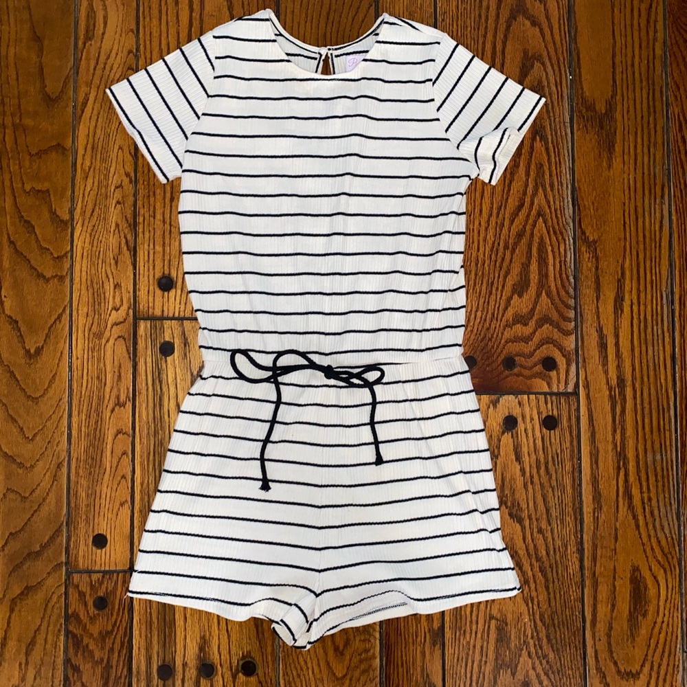 Black and white striped romper